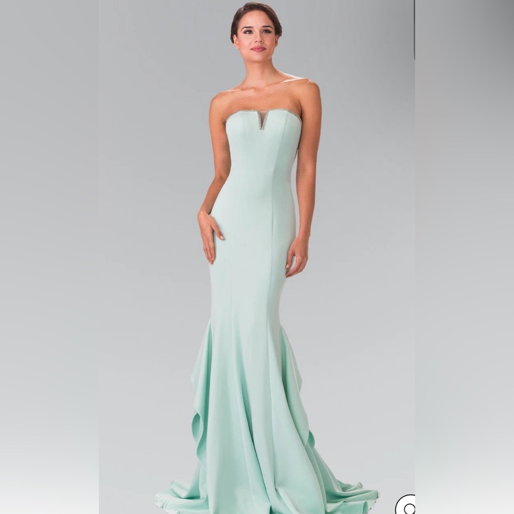 Green/Blue Sweetheart Strapless Formal Gown